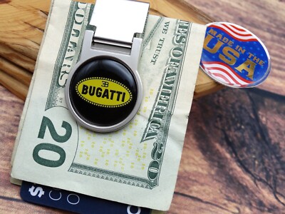 RARE VINTAGE YELLOW BUGATTI CAR ADJUSTABLE LOCKING MONEY CLIP WALLET Automotive