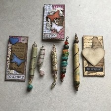 Journal Beads and Hidden Paper Clip Holders Lot 3  5-Beads 3-Clips