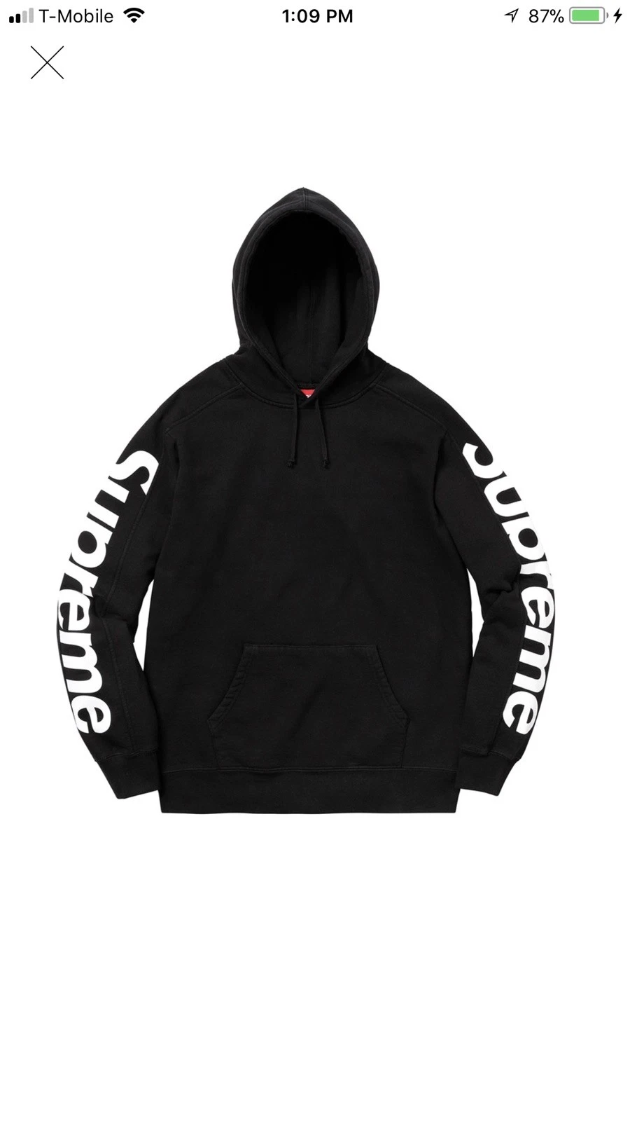 Felpa con cappuccio Supreme Sideline logo felpa con cappuccio nera grande autentica nuova