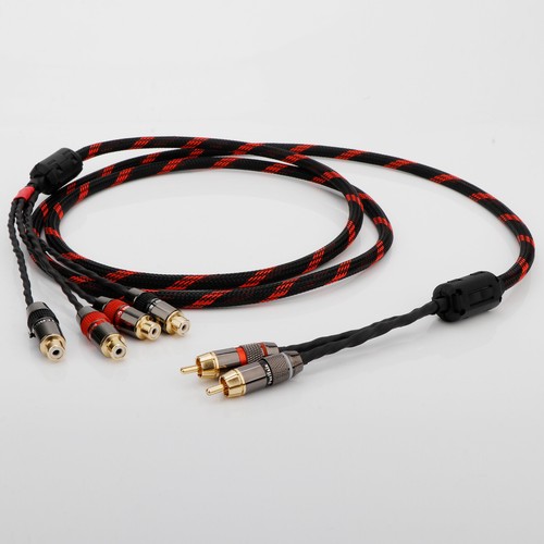 4N OCC Splitter Stereo HiFi Audio Cable Male to Female 24K Gold Plated RCA Plugs - Picture 4 of 6