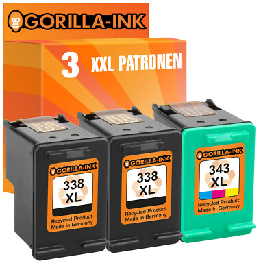 3 Druckerpatronen XXL für HP 338 & 343 PSC 1610 V XI Officejet 7310XI H470 H470B