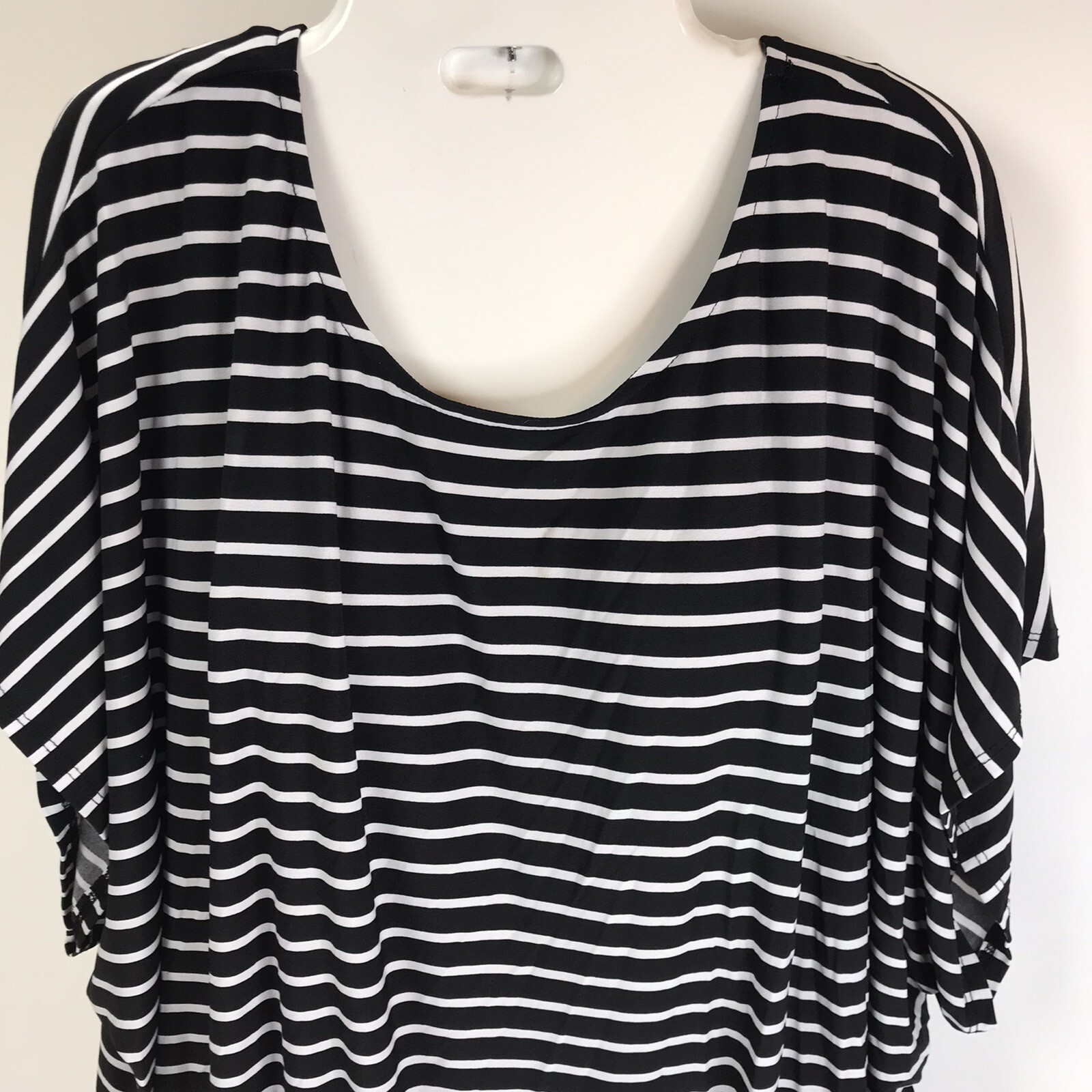 Vintage AB Studio Top Black White Stripes Stretch… - image 4