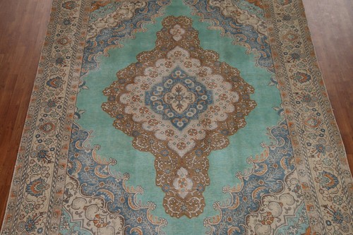 Vintage Overdyed Traditional Tebriz Area Rug 8'x12' Evenly Low Pile Handmade Rug - Picture 3 of 12