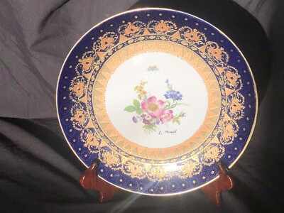 LIMOGES SPEISETELLER KOBALTBLAU MIT GOLD VERKRUSTETER RAND / DETAILS