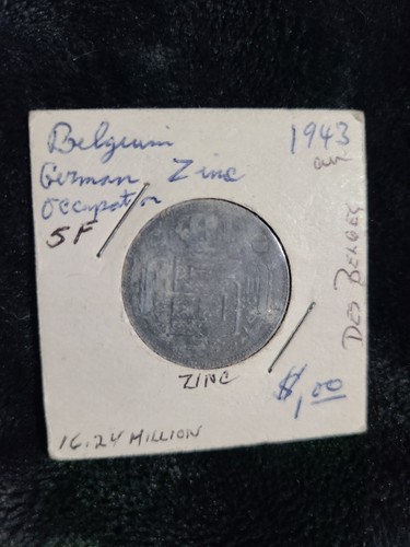 Belgium 5 Francs 1943 Zinc Coin - Ungraded - 第 1/2 張圖片