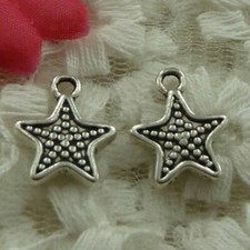 6 pieces New SMALL SILVER STAR Charm Silver Zinc Alloy 15 x 13 mm FREE SHIP