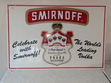 Vtg Lucite / Plastic Translucent Window Bar Man Cave Decor Smirnoff Sign 36"x24"