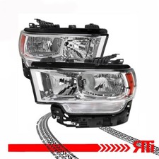 Chrome Housing Halogen Headlights For 19-22 Dodge Ram 2500 3500 Replacement Lamp