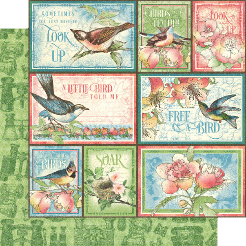 GRAPHIC 45 "BIRD WATCHER" 8X8 PAPER PAD  BIRDS FLOWERS RETIRED SCRAPJACK'S PLACE - Picture 8 of 9