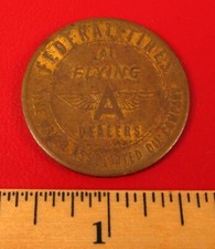 VINTAGE FLYING A GASOLINE DEALERS COIN TOKEN FEDERAL TIRES SAFE RIDE TIDEWATER