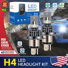 2x H4 9003 HB2 Super White LED Headlight Bulb Conversion Kit High Low Beam 6000K