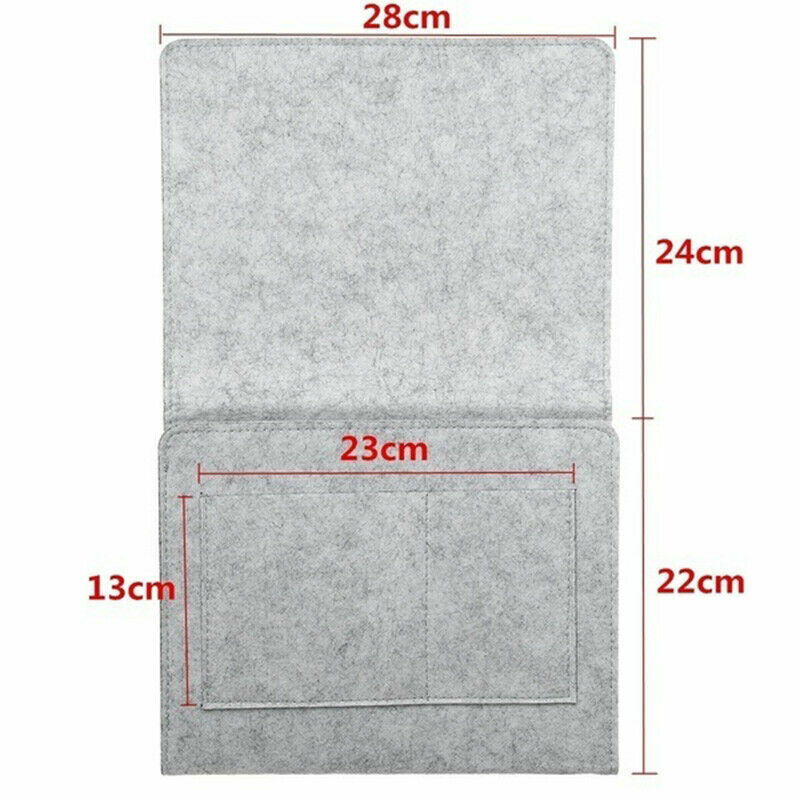 Organizer Da Letto In Feltro - Tasca Portaoggetti Per Comodino, Divano O Ufficio, Grigio Scuro