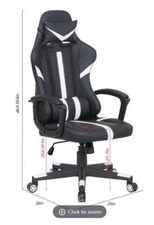 Jett Gaming Computer Racing Swivel Seat Office Chair Lumbar Support Black/White