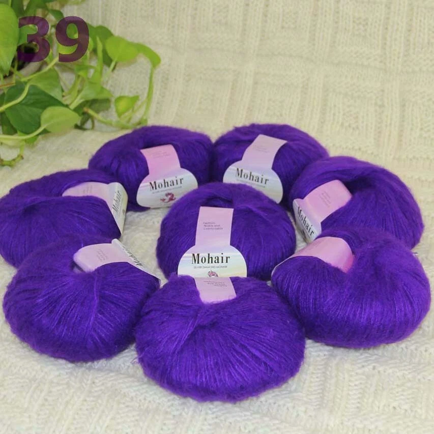 Sale New 8BallsX25g Warm Mohair Sweater Wrap Shawl Hand Knit Crochet Yarn 39 - Image 2 of 4