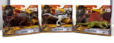 Jurassic World Dominion Extreme Damage Velociraptor Coelurus Dimetrodon NIB 8 