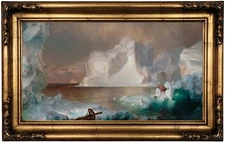 Church The Icebergs Wood Framed Canvas Print Repro 12x22
