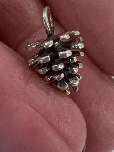Sterling Silver .925 Pinecone Charm 14mm x 9mm Bracelet Necklace NEW - Picture 3 of 4