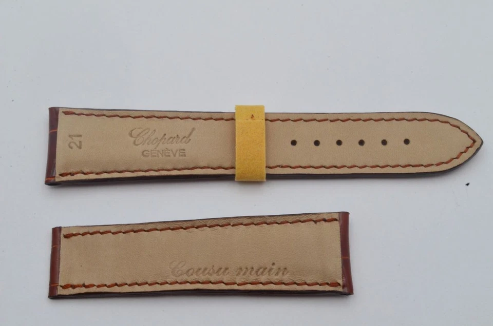 Chopard винтажный кожаный браслет 21 мм складная застежка 16 мм новый коричневый 21-16 - Изображение 2 из 2
