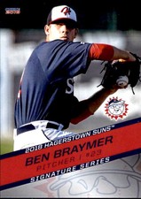 2018 Hagerstown Suns Choice 9 Ben Braymer Baton Rouge Louisiana LA Baseball Card