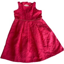 Janie and Jack Paradise Rose Floral Jacquard Dress Girls 10 Dark Pink w/ Gold