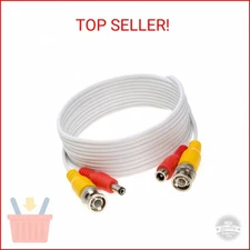 Cables Direct Online 20FT White Premade BNC Video Power Cable Extension Wire for