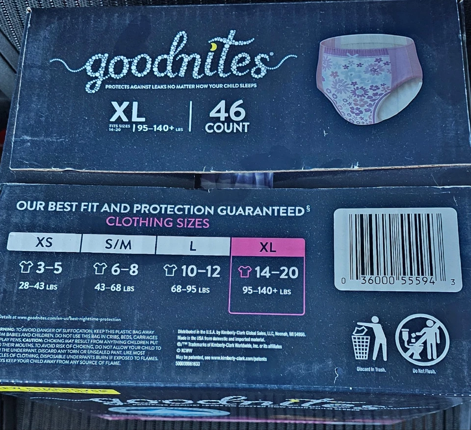 Ropa interior de cama Goodnites Nighttime para niñas, XL (95-120 libras), 46 quilates Foto 3 de 4