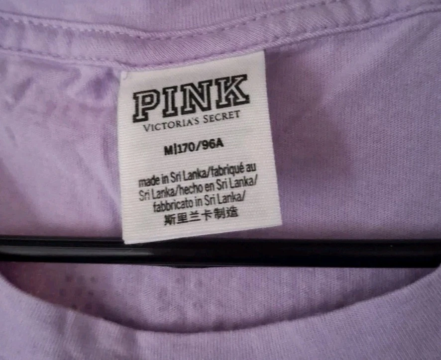 PINK Victoria Secret Womens T Shirt w/pocket Size M, Lavender - Image 4 of 4