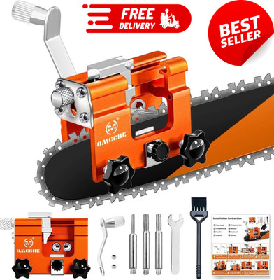 Klampero Chainsaw Sharpener, Portable Hand-Crank Chain Saw Sharpener Tool with G