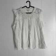 Next Women's white Button Down Floral Sleeveless Blouse Size UK 18