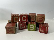 Lot Of 12 Vintage Wooden Blocks Toys Letters Alphabet With Grooves 1 3/4  