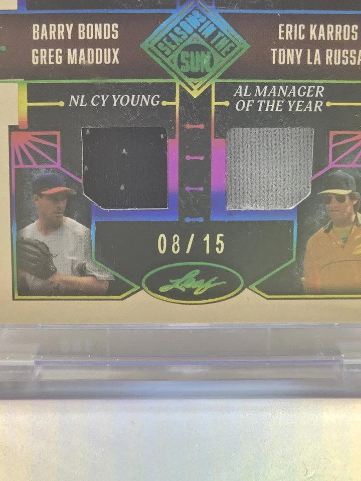 25 Leaf Season In The Sun Quad Relic Bonds Maddux Karros La Russa 8/15 AS-3 - Image 3 of 4