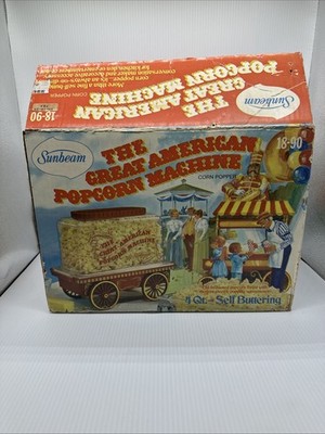 VTG 70's Sunbeam Great American Self Buttering Popcorn Machine w/Original Box