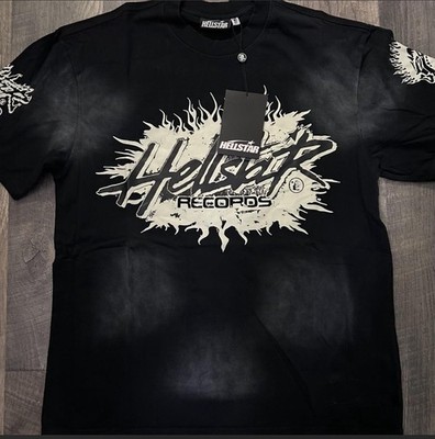 HELLSTAR Records Men s Black Graphic Print Crew Neck Short Sleeve T-Shirt M
