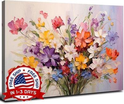 Impresión en lienzo de pintura de flores de la naturaleza y arte colorido NEW US
