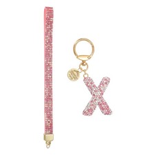 Initial Letter x Keychain for Women Rhinestone Alphabet Keychain, Pink