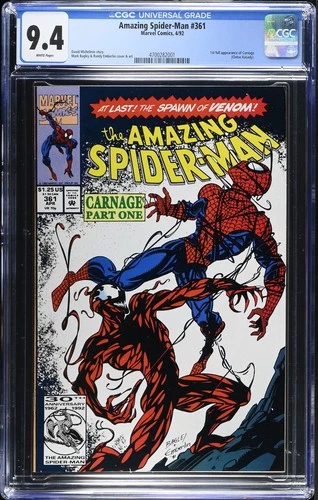 Amazing Spider-Man #361 Marvel 1992 9.4 NM CGC Graded Comic Key 1st App Carnage
