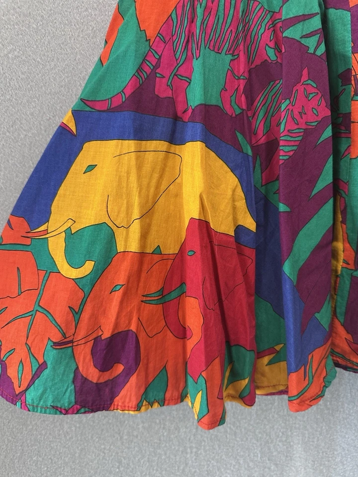 Falda Midi Colorida Bergdorf Goodman De Colección Talla 4 Animales Cremallera Espalda Ajuste Artístico Acampanada Foto 4 de 4