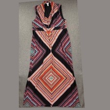 Chico's Maxi Dress Size 2 = (12/Large) Multicolor Stretchy Sleeveless V-Neck