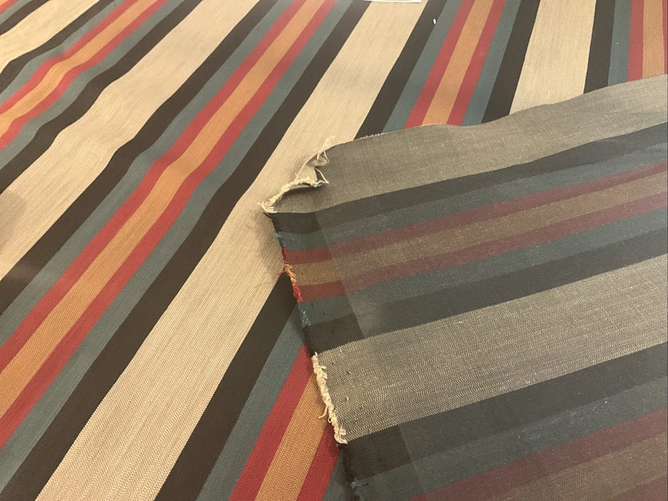 "Tela de tapicería a rayas jacquard rojo azul marino verde azulado beige naranja | 1,5 yardas x 57""" Foto 2 de 3