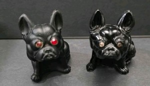 Vintage French Bulldog Figurines With Glass /Jewel Eyes - West Moreland ??