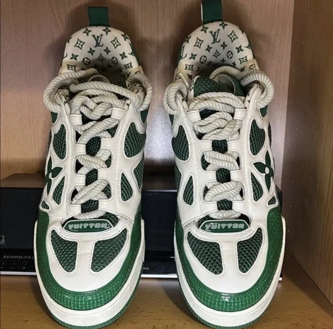 Louis Vuitton LV Skate Sneaker Green and White 100% Genuine (size
