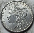 1887-O $1 Morgan Silver Dollar. Attractive AU Details, Cleaned