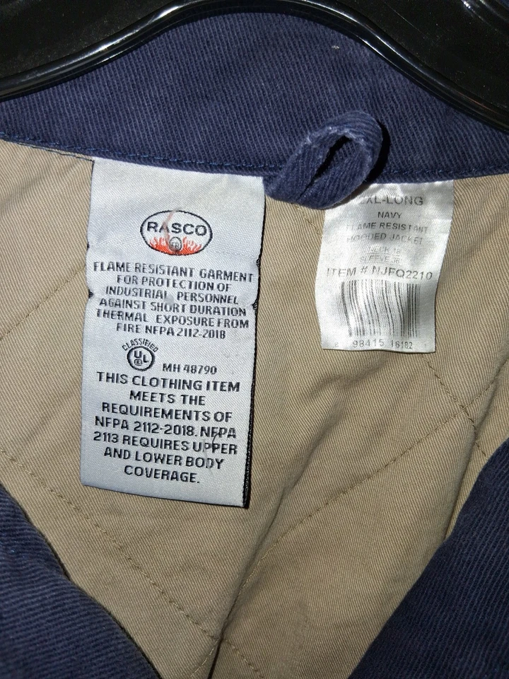 Rasco FR Fire Flame Resistant Jacket CAT 4 Duck Canvas Quilted 2XL Long - Image 3 of 4