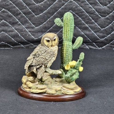 Country Artists Elf Owl with Saguaro Prickly Pear Cactus Figurine David Ivey