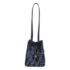 New Fendi FF Origami Mini Sac Blue Jacquard Canvas Bag Crossbody Italy