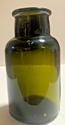 OLD VINTAGE DARK OLIVE GREEN COLORED BIXBY SHOE POLISH BOTTLE 1890'S ERA