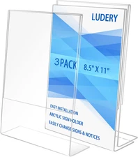 8.5x11 Inches Acrylic Sign Slant Back Holder, Plastic Display Stand,Brochure Hol