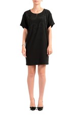 Versace Jeans Women's Black Embellished Short Sleeve Shift Dress US XS IT 38