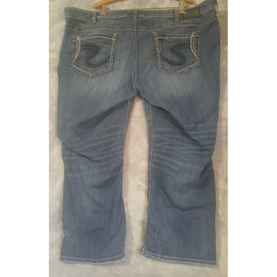Silver Jeans Co Suki Mid Rise Capri Jeans Medium Wash Fluid Denim Blue Womens 24