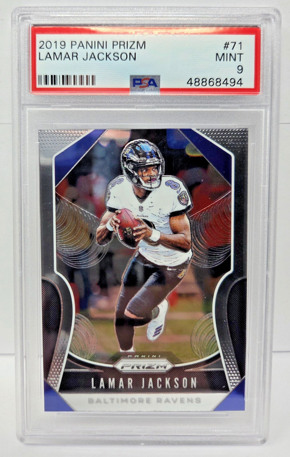 2019 Prizm Ravens Star - LAMAR JACKSON Football Card PSA 9 MINT